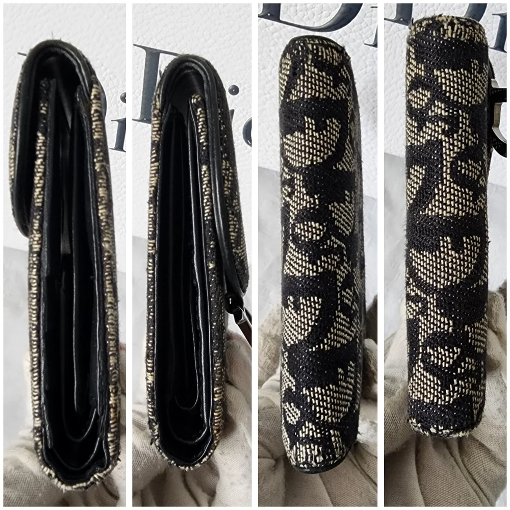 Auth Dior Oblique Trotter Saddle Lotus Wallet